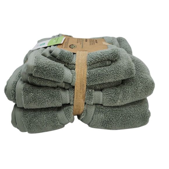 Ecoterry 6pc Dusty Green Bath  Towel Set 2 Bath 2 Hand 2 Washcloths - Picture 7 of 9